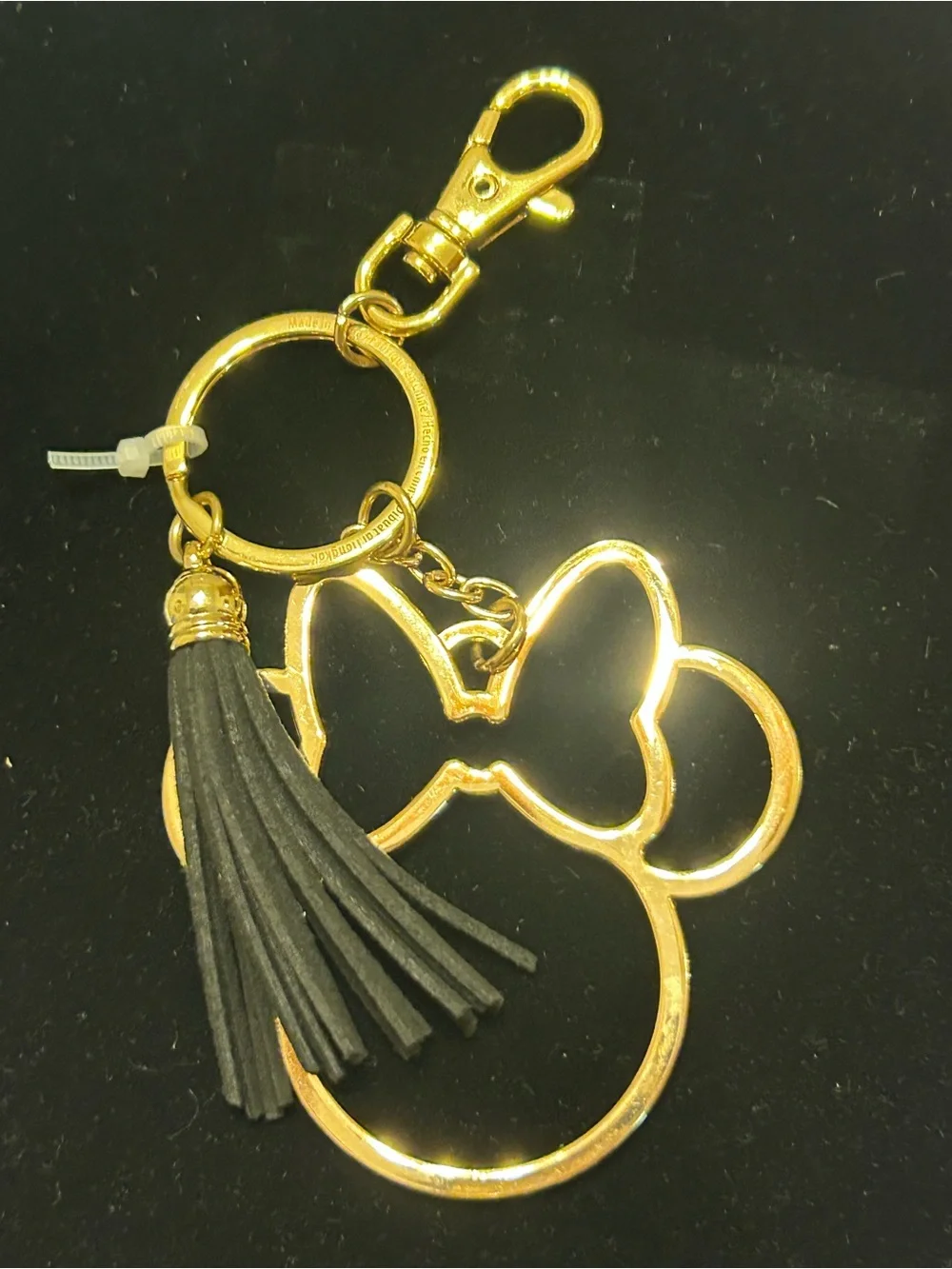 Disney Minnie Mouse Gold Tone Tassel Bag Charm Keychain